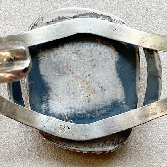 Vintage Turquoise and Silver Cuff - Picture 6 of 9